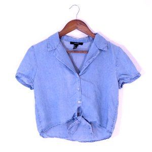 Forever 21 Cropped Denim Button Down